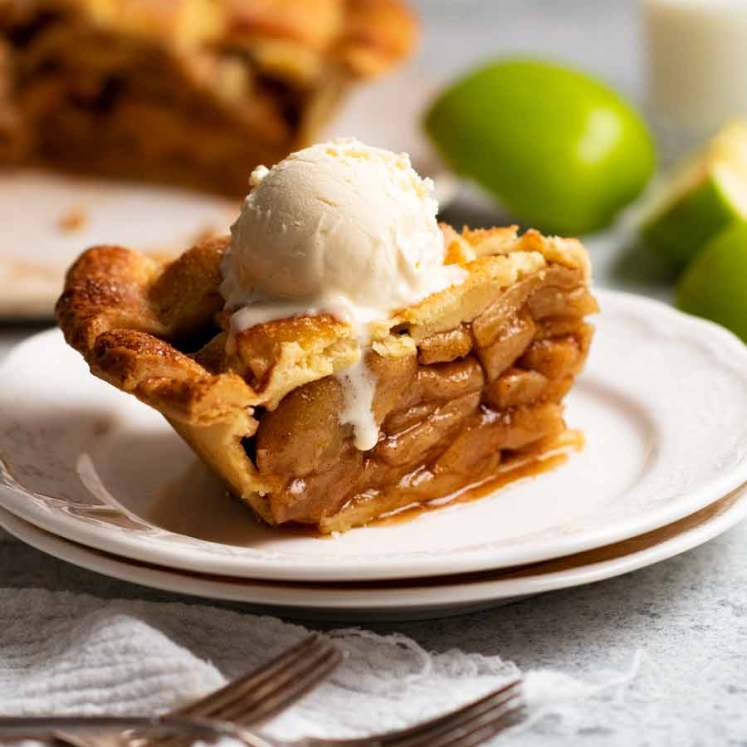Close up of a slice of Apple Pie