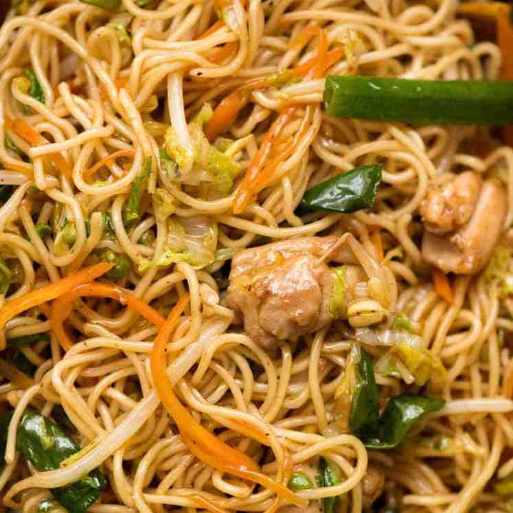 Close up of Chicken Chow Mein