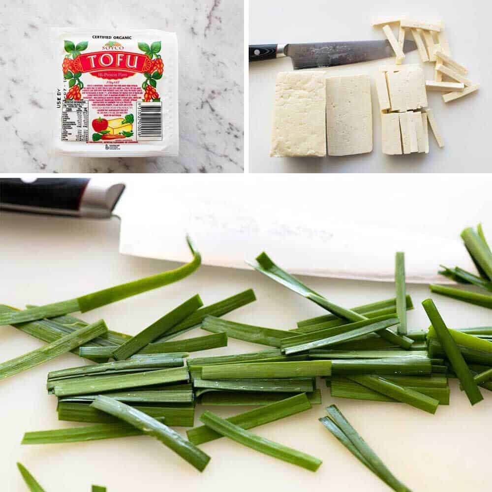 Firm Tofu and Garlic Chives for Pad Thai