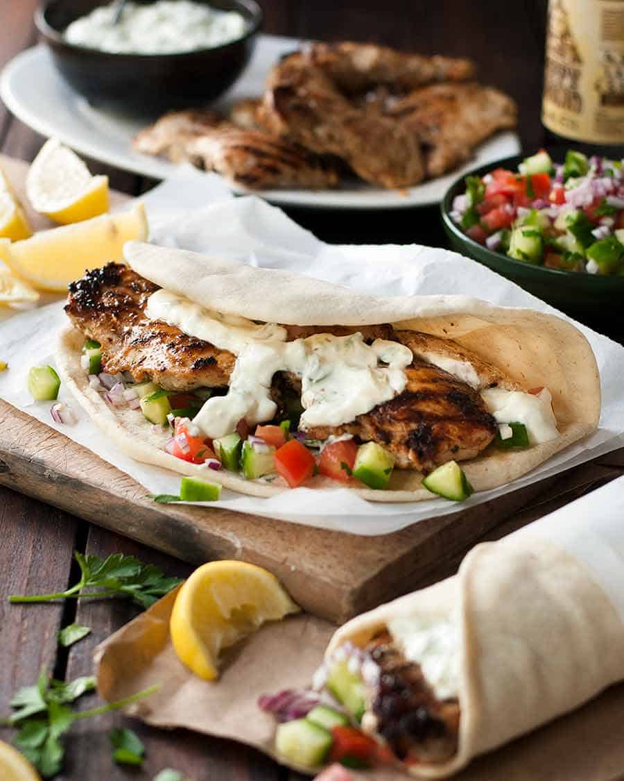 Greek Chicken Gryos feast, DIY wraps!