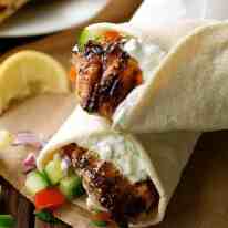 Close up of Greek Chicken Gryos