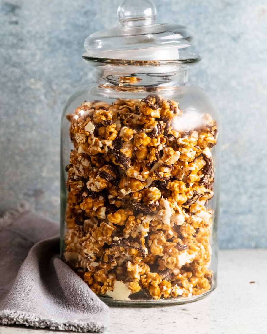Jar of Golden Gaytime popcorn - copycat recipe
