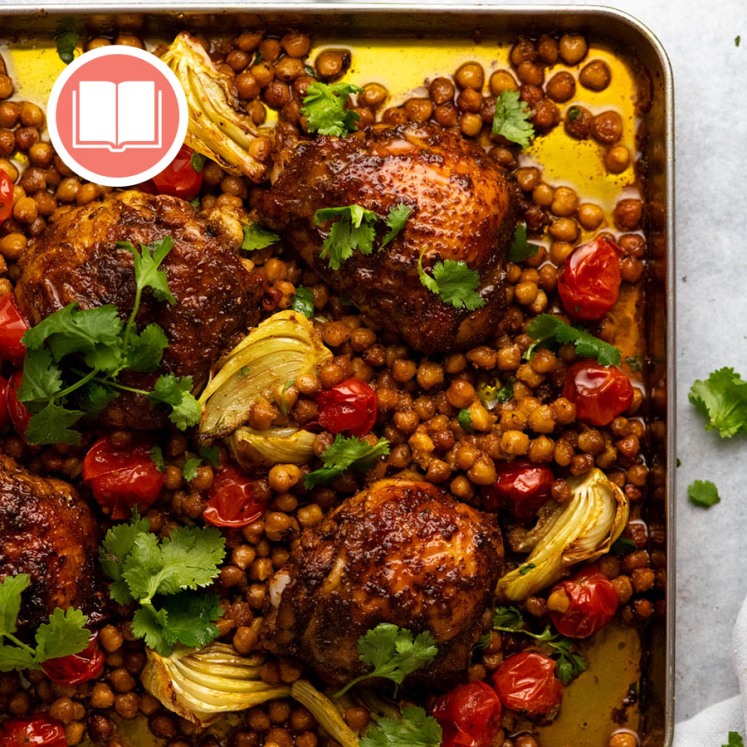 One-Tray Moroccan Baked Chicken with Chickpeas from RecipeTin Eats "Dinner" cookbook by Nagi Maehashi